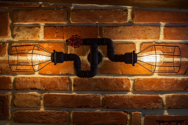 Loft Edison lámpákkal — Stock Fotó
