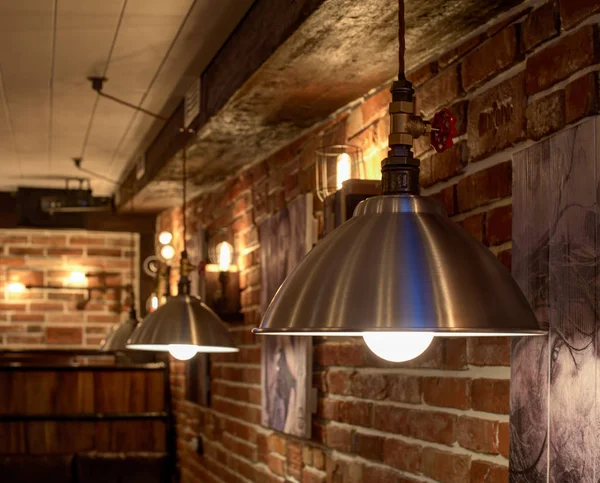 Loophole in the loft style in the interior of the bar — Stock Photo, Image