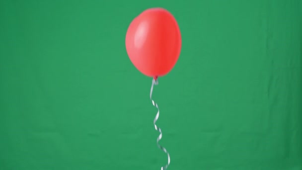 Red Heart Shaped Helium Balloon Isolated Green Screen Background Valentine — 비디오