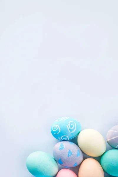 Colorful Easter Eggs Dyed Colored Water Beautiful Pattern Pale Blue — Stock Photo, Image