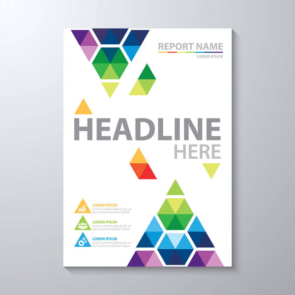 Abstract colorful low polygon background. Cover design template layout in A4 size for annual report, brochure, flyer, Vector illustration.