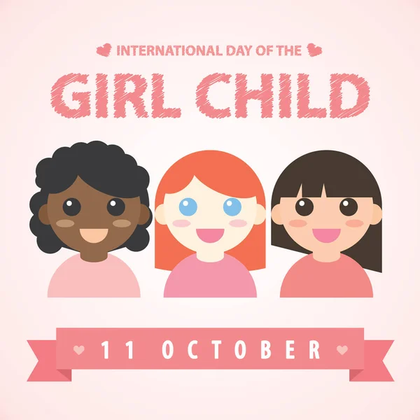 Dia Internacional Criança Menina Ilustração Vetorial — Vetor de Stock