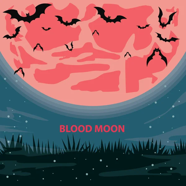 Blood Moon Vektoros Illusztráció — Stock Vector