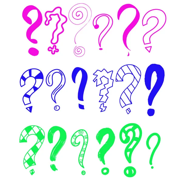 Question Mark Hand Drawn Set Doodle Question Marks Raster Iluustration — Stock Photo, Image