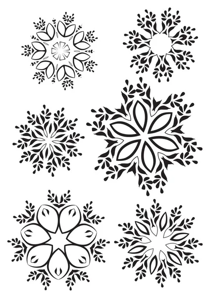 Набір Чорних Декоративних Сніжинок Векторні Ілюстрації — стоковий вектор