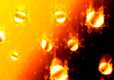 Çin koronavirüsü COVID 19 mikroskop altında. resimleme