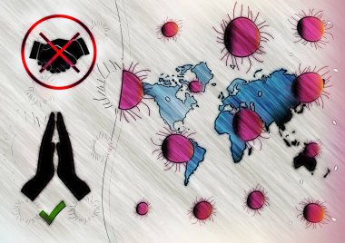 Çin koronavirüsü COVID 19 mikroskop altında. resimleme