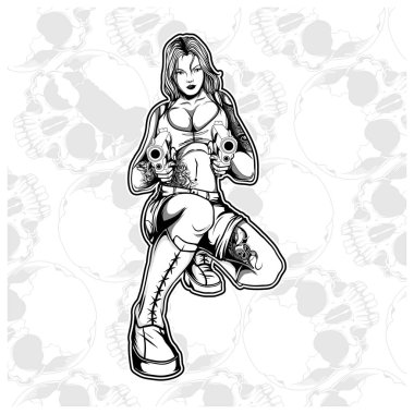 Kadın mafya gangsteri silah taşıyıcısı.