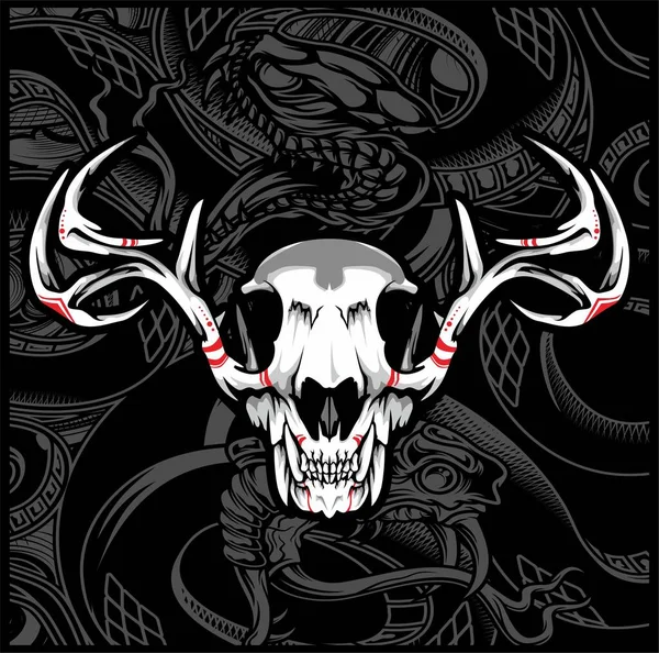 Skull Deer Vector hand ritning — Stock vektor