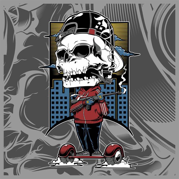 Череп мафии с ручным рисованием вектор
