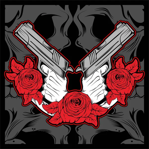 2 рука тримає пістолет з трояндою, вектор — стоковий вектор
