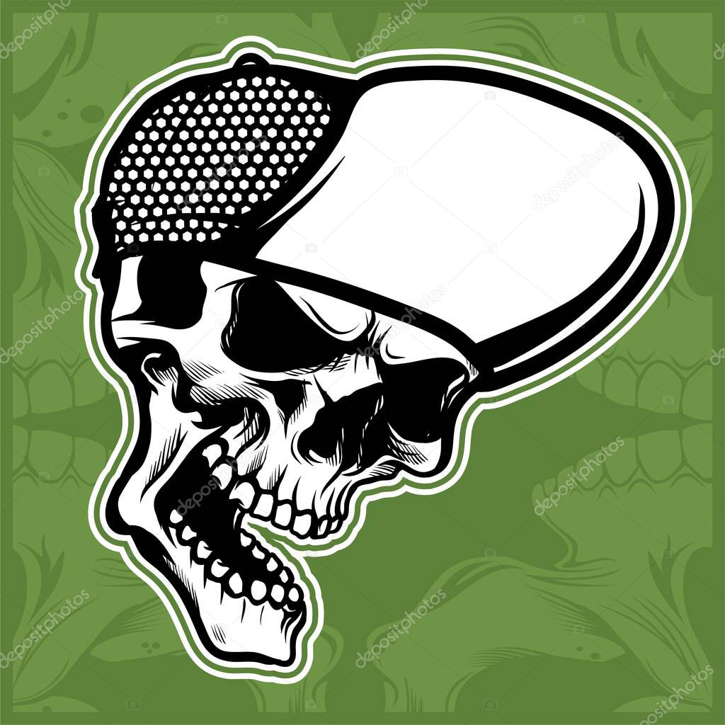 skull mafia with gun hand drawing vector