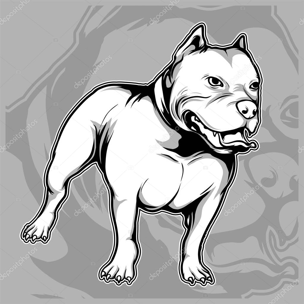 dog breeds the American pit bull hand drawing vector