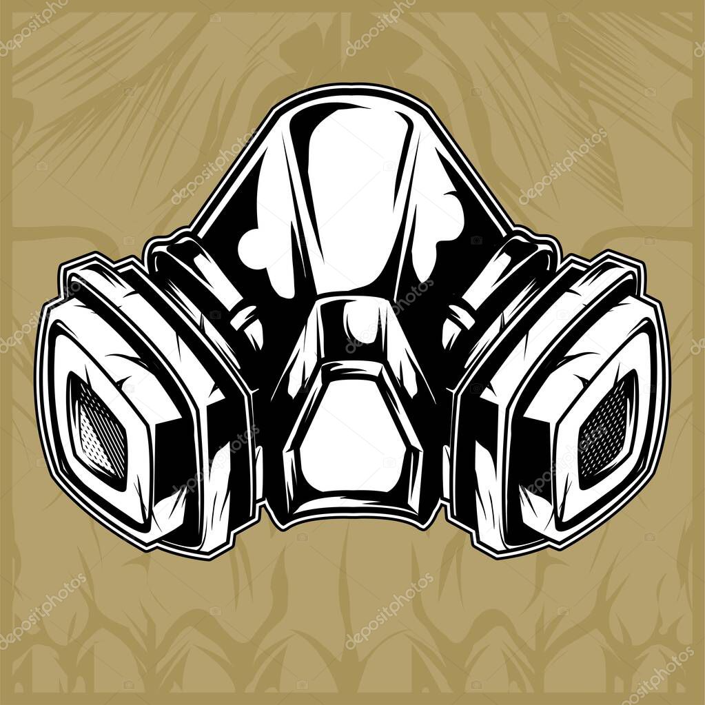 gas mask hand drawing vector