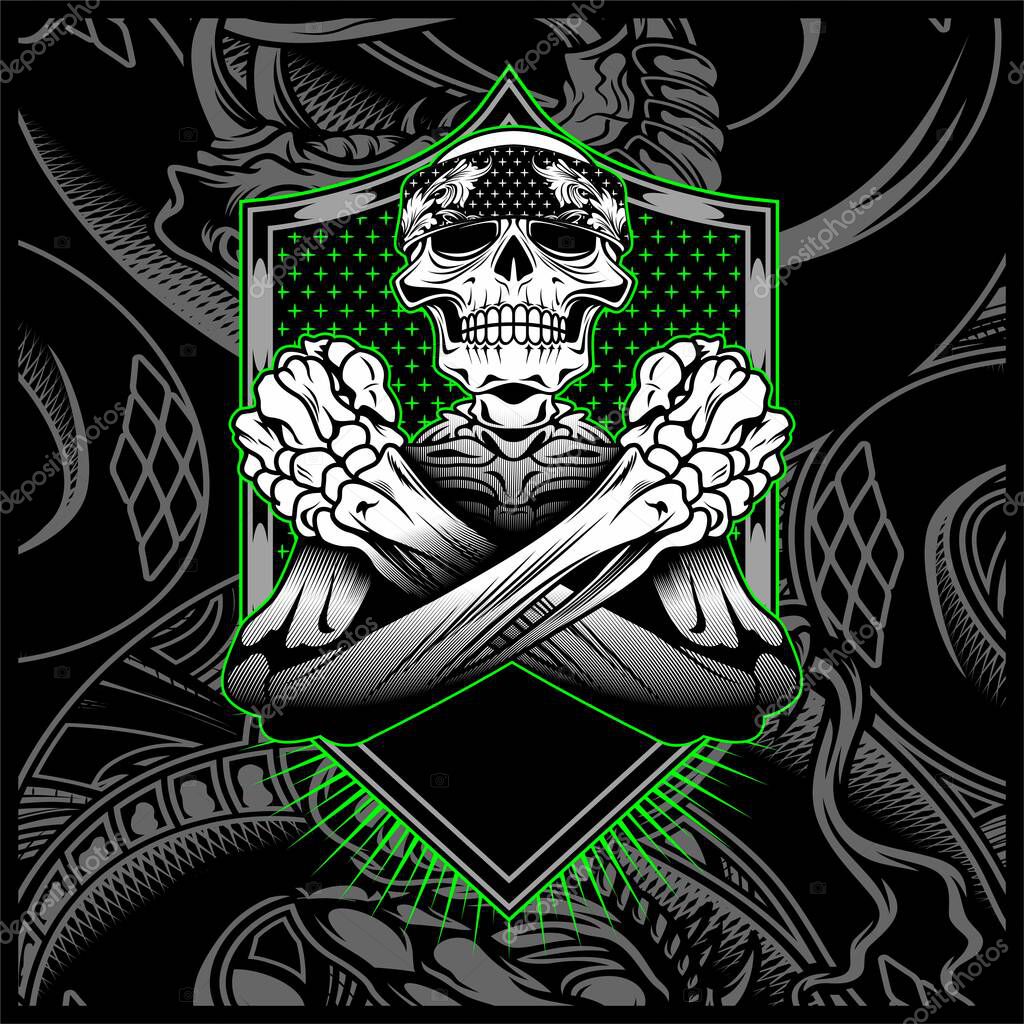 Skull bandana hand drawing vector