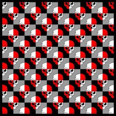 Kalıp kırmızı kafatası, el çizimi, izole edilmiş, düzenlenmesi kolay.