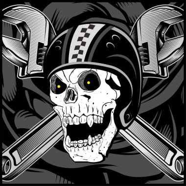 Vintage Biker Skull Emblem clipart