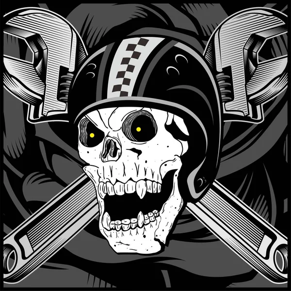 Vintage Biker Skull Emblema — Vector de stock