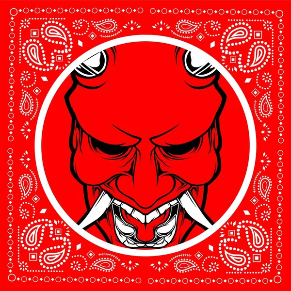 Bandana cráneo demonio, Dibujo a mano, Aislado, Fácil de editar — Vector de stock