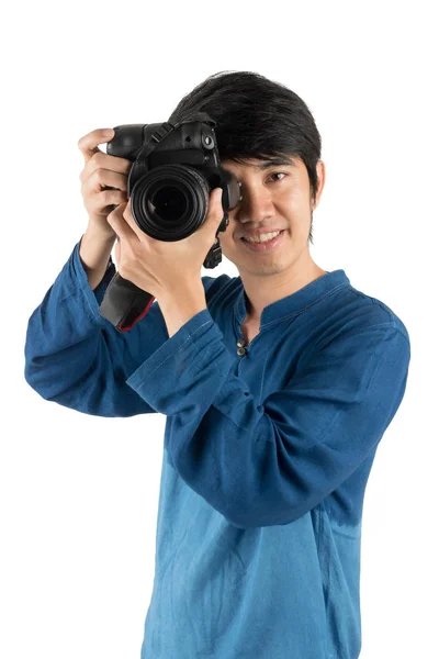 Asiatische Mann Handeln Posiert Isoliert Auf Weißem Hintergrund — Stockfoto