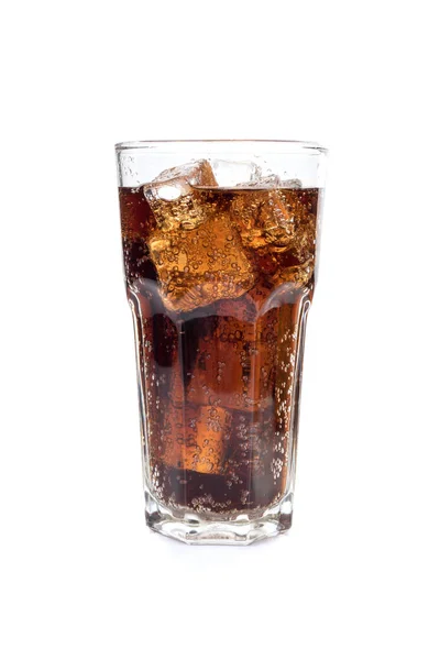 Fullt Glas Cola Isolerad Vit Bakgrund — Stockfoto