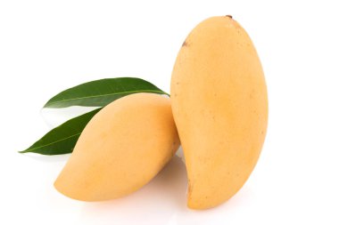 Beyaz arkaplanda sarı mango izole edilmiş