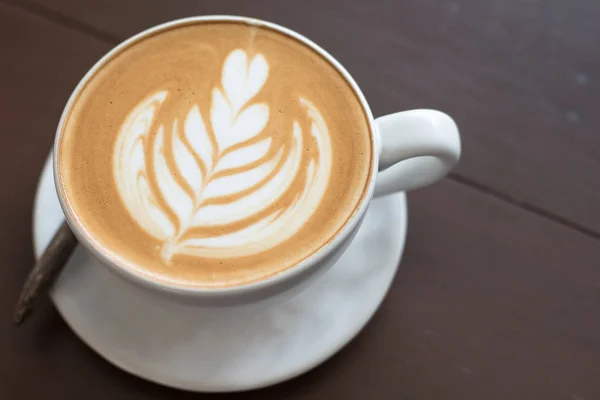 Latte Art Hot Coffee Table Coffee Shop — Stock Photo, Image