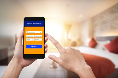Oda rezervasyonu uygulamalı akıllı telefon..