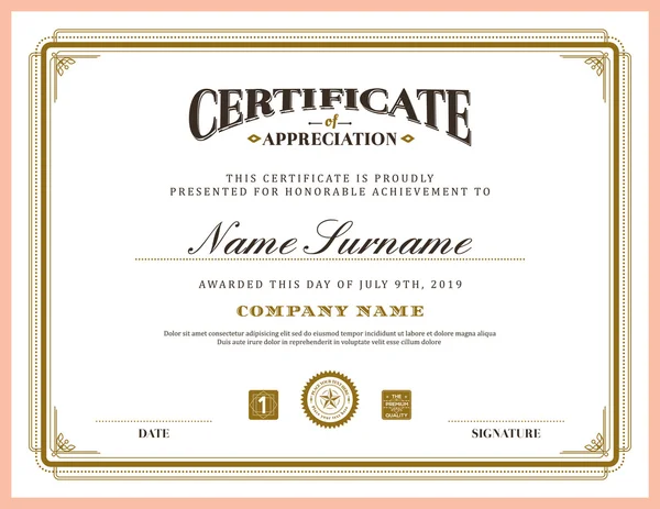 Vintage retro classic frame certificate background template — Stock vektor