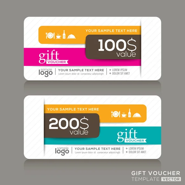 Gift voucher sjabloon met abstract kleurrijk modern ontwerp achtergrond — Stockvector