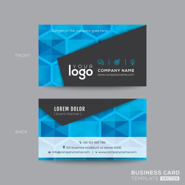 Design de cartão de visita moderno preto e azul — Vetor de Stock