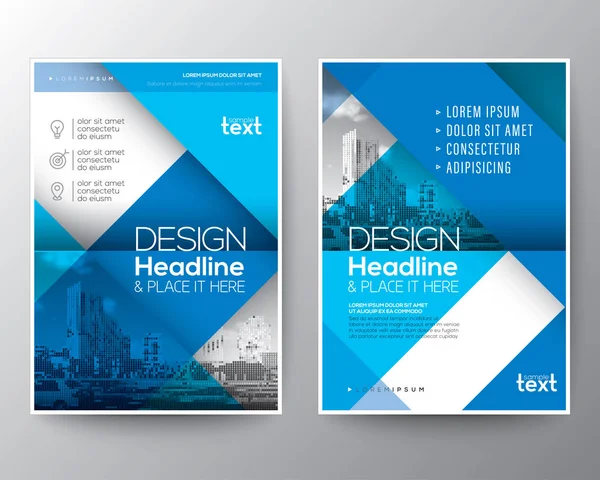 Folleto azul informe anual cubierta volante diseño de póster plantilla de diseño — Vector de stock