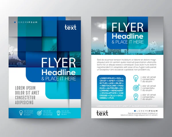 Abstract blauw ronde vierkant grafische achtergrond voor Brochure cover — Stockvector