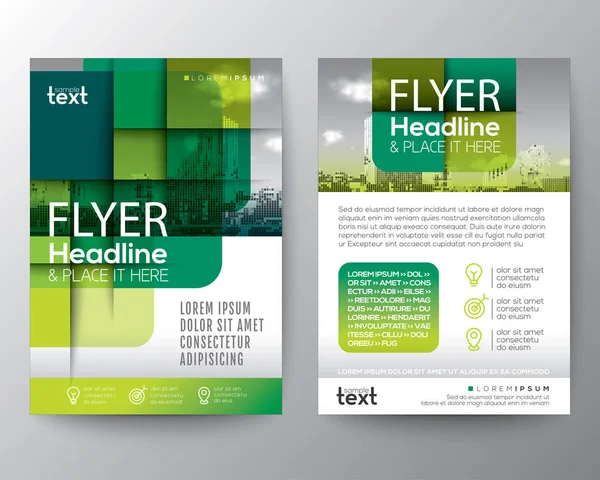 Abstracte groene ronde vierkant grafische achtergrond voor Brochure cover — Stockvector