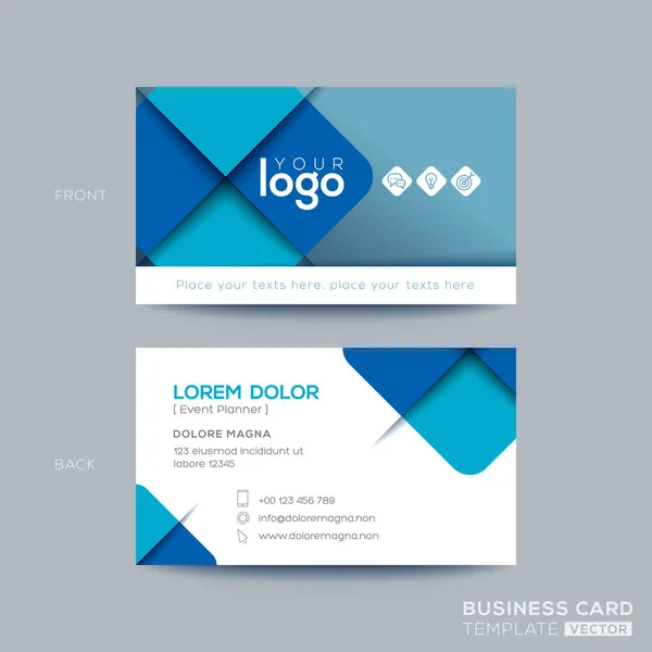 Clean and simple blue business card design — Stock Vector