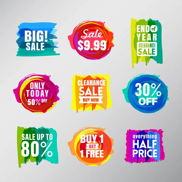 Ensemble d'étiquettes de vente colorées ballon bulles parole design elemen — Image vectorielle