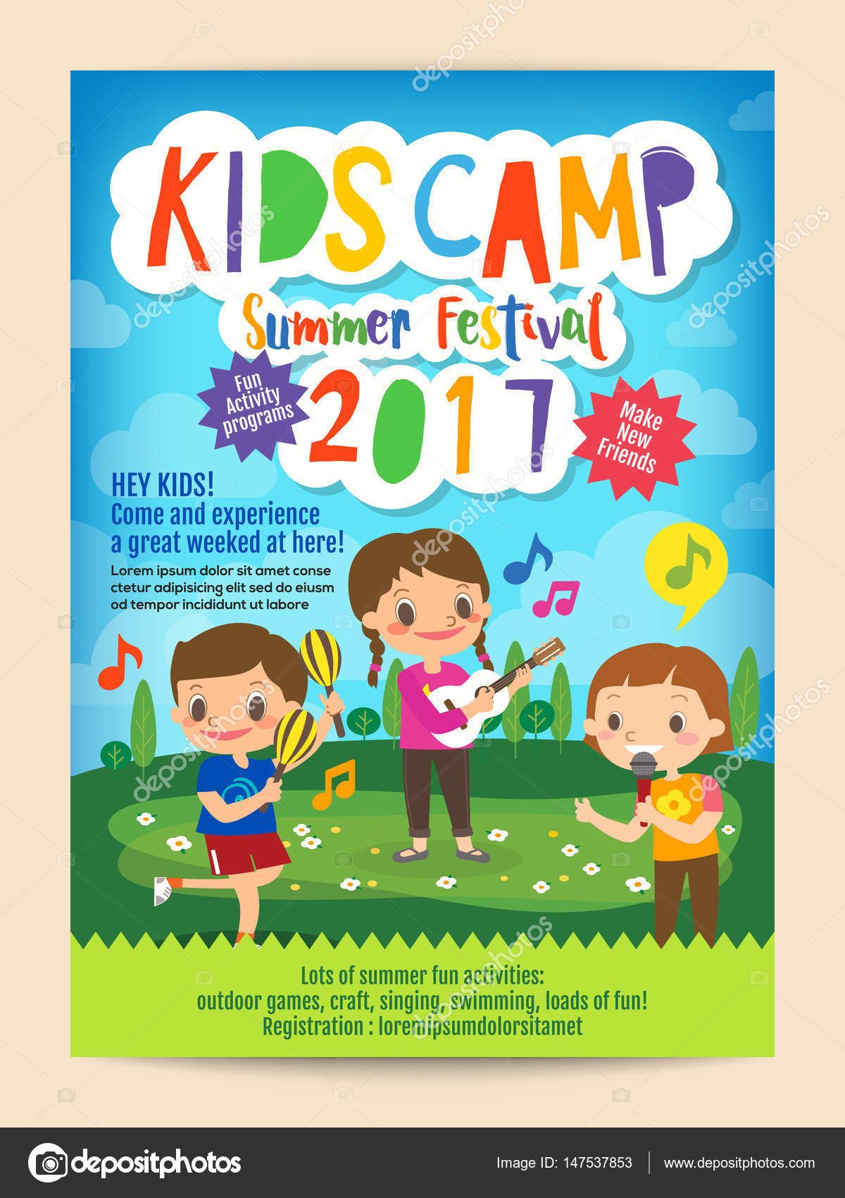 Kids summer camp education poster flyer Stock Vector Image by ©kraphix  #147537853