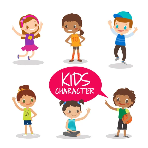 Adolescent préadolescent enfants personnages de dessins animés — Image vectorielle