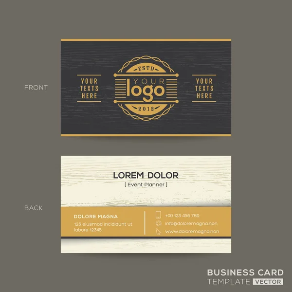 Business card with wood pattern background — Stock Vector