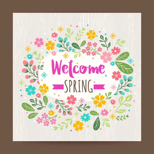 Bem-vindo estação da primavera, fundo ilustração floral — Vetor de Stock