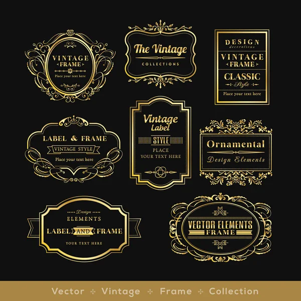 Vinage guld retro logo frame badge designelement — Stock vektor