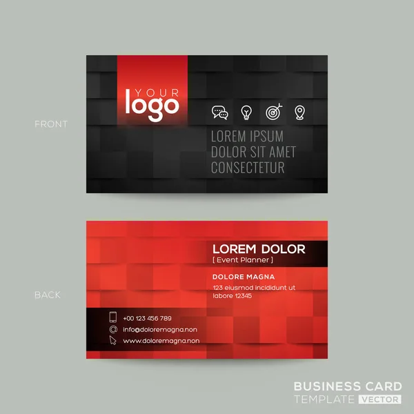 Black and red business card with tile background — Stock Vector