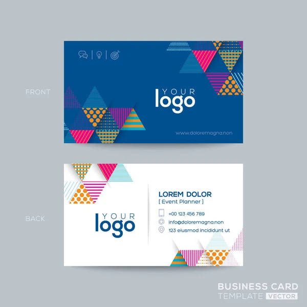 Diseño moderno de tarjetas de visita Blue Triangle — Vector de stock