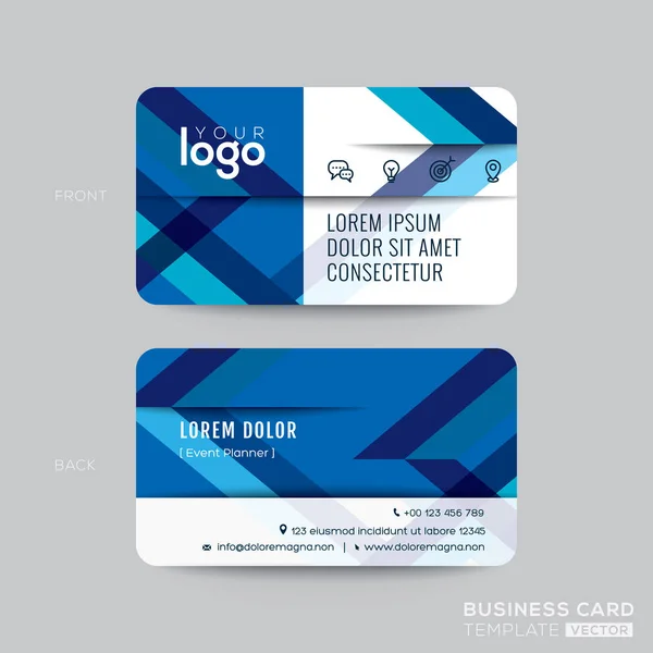 Diseño de tarjeta de visita de línea diagonal azul — Vector de stock