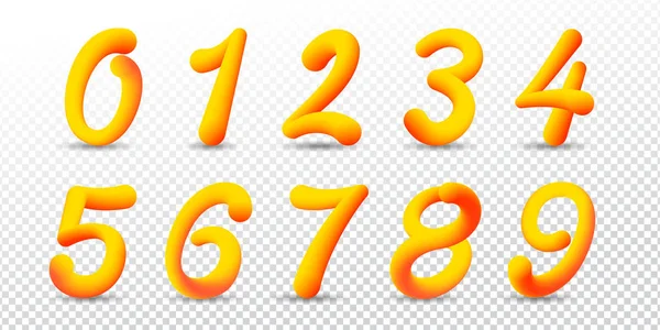 Vektorové číslo 0-9 ve 3D stylu s živými barvami gradientu. — Stockový vektor