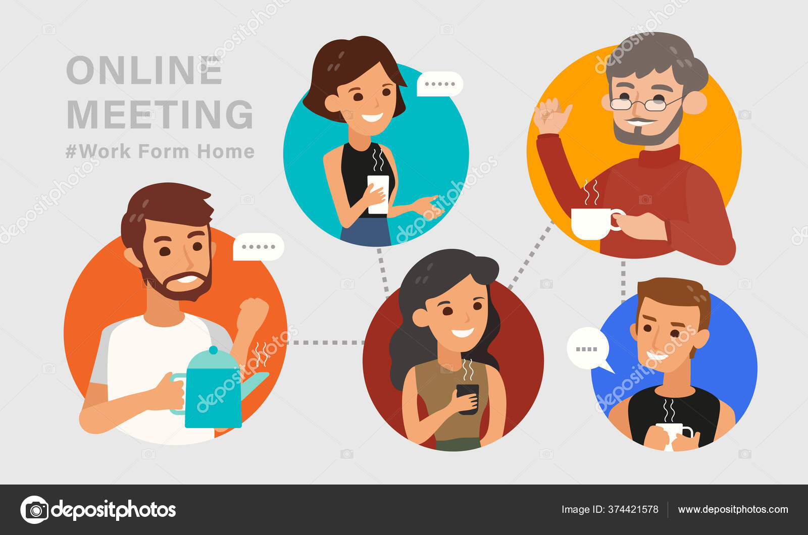 Group friends chatting online video call Vector Image