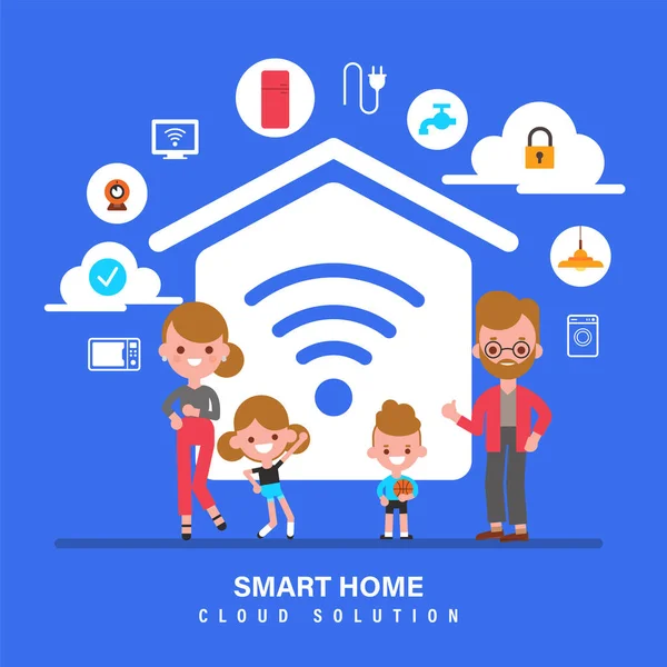 Smart Home Internet Delle Cose Iot Famiglia Con Concetto Smart Grafiche Vettoriali