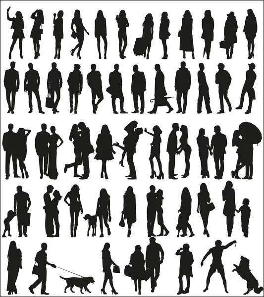 Large set of silhouettes — Stock Vector