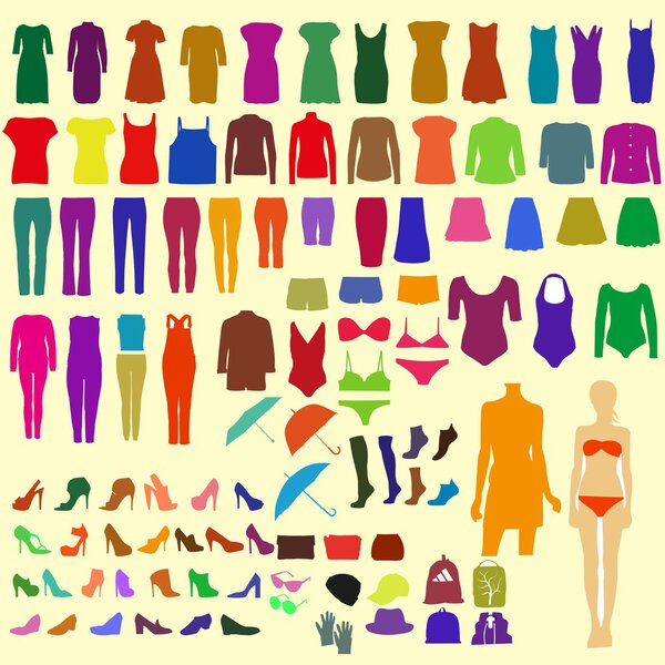 Набор красочной женской одежды
 