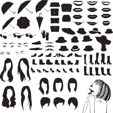 Bayan aksesuarlar siluetleri